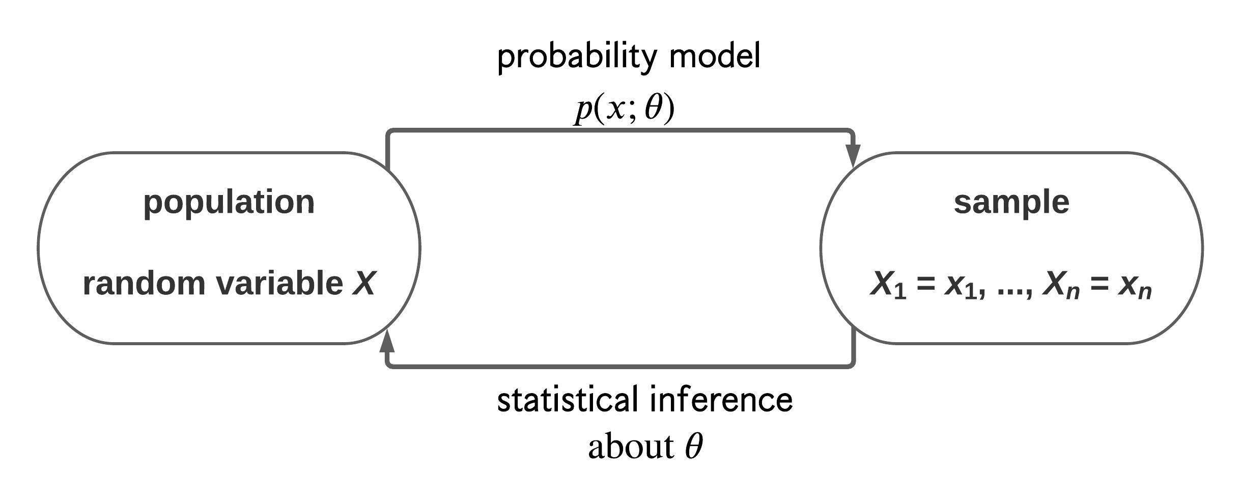 A schematic to describe the idea of statistical inference.